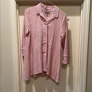 Habitat Pink Striped Button-Up Tunic Shirt Women’s Small
